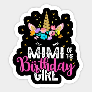 Mimi Of The Birthday Girl Floral Unicorn Birthday Sticker